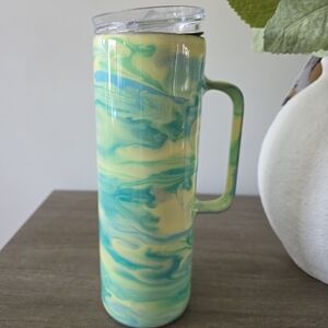 Stylish Green and Yellow Swirl Tumbler